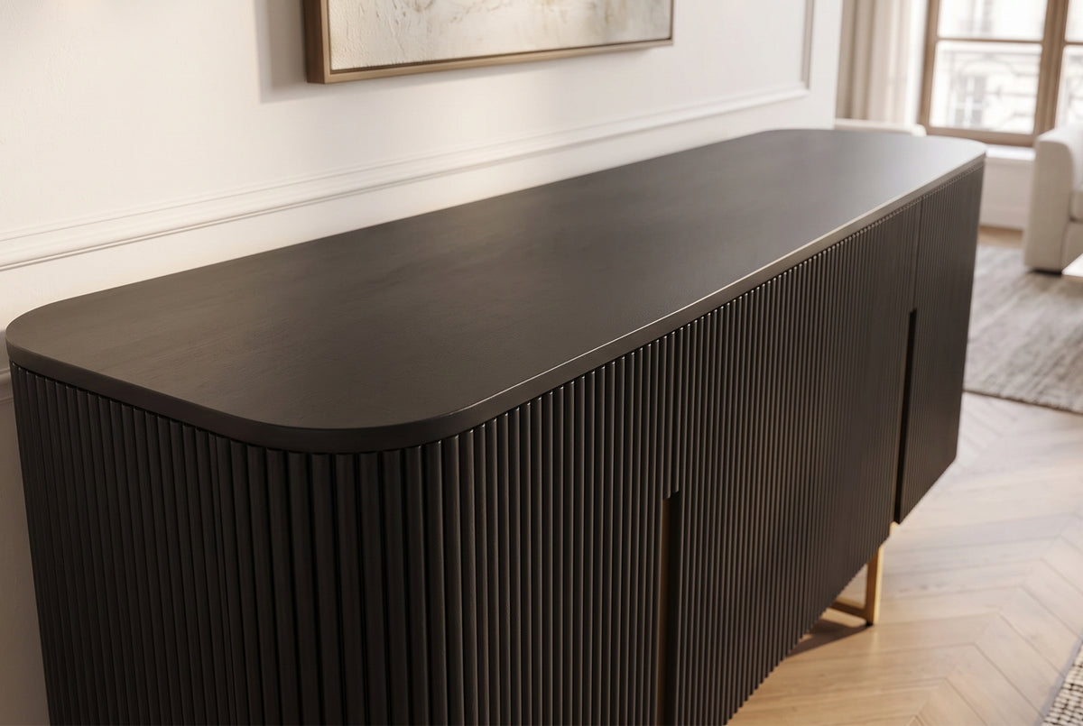 Sideboard GATSBY 160cm retro style mango wood black gold