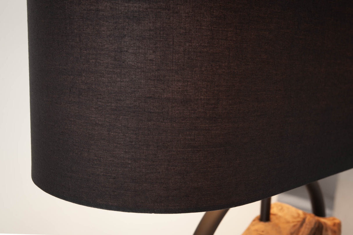 Floor lamp ELEMENTS 150cm recycled acacia wood elements w/ cotton shade black