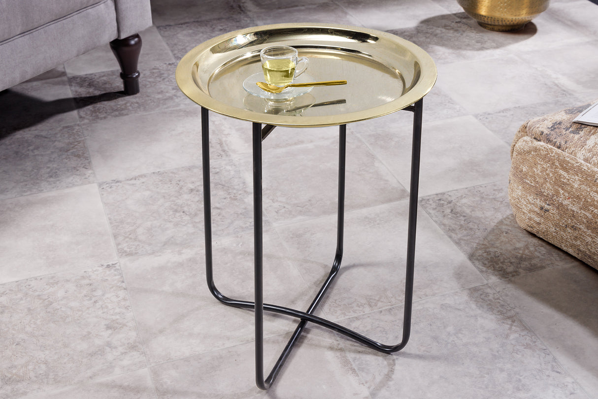 Beistelltisch CASABLANCA 50cm Messing gold abnehmbares Tablett