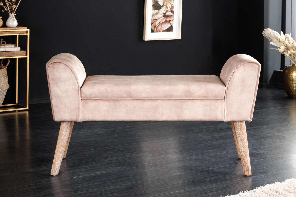 Bench SCARLETT 90cm velvet beige coffee