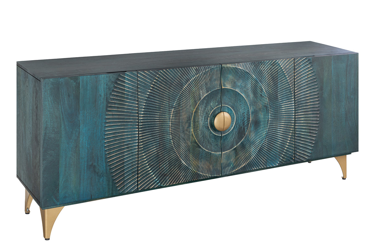 Sideboard GOLDEN SUNSET 180cm 3D Mangoholz türkis