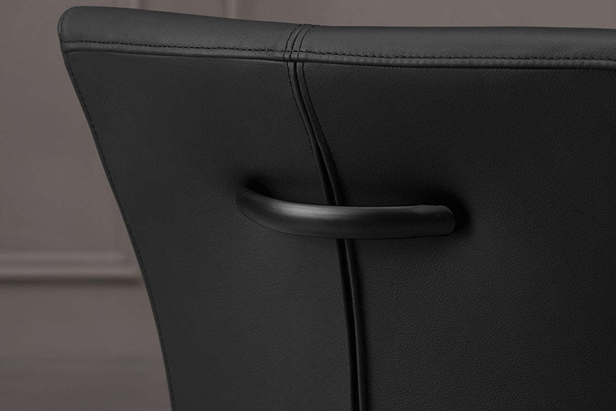 Freischwinger Stuhl SAMSON Echtleder schwarz mit schwarzem Griff