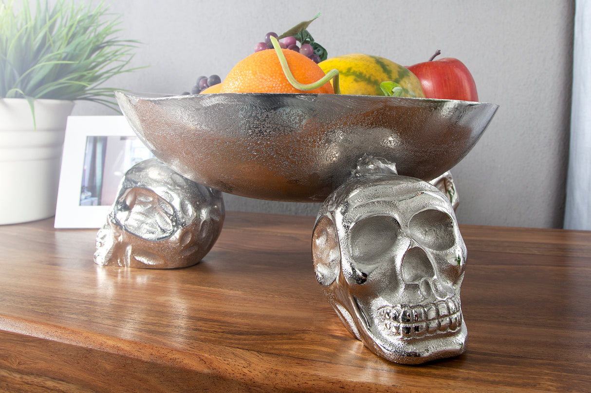 Obstschale SKULL 35cm Aluminium silber