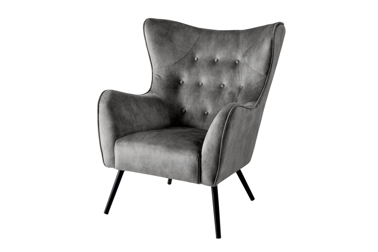 Wing chair AMSTERDAM velvet grey