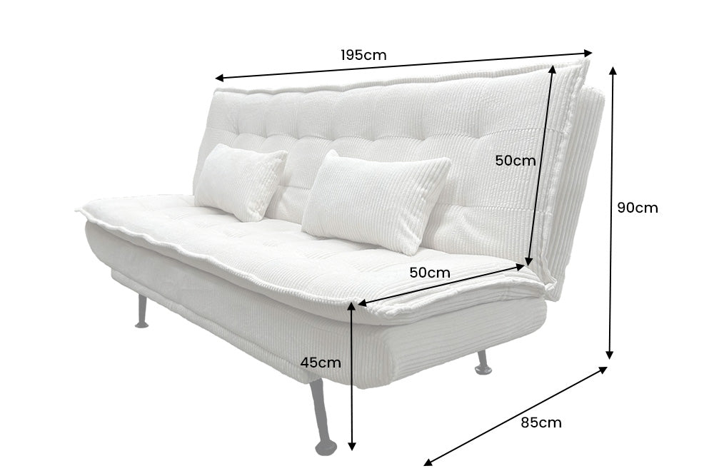 Sofa bed JAZZ 195cm 3-seater cord beige
