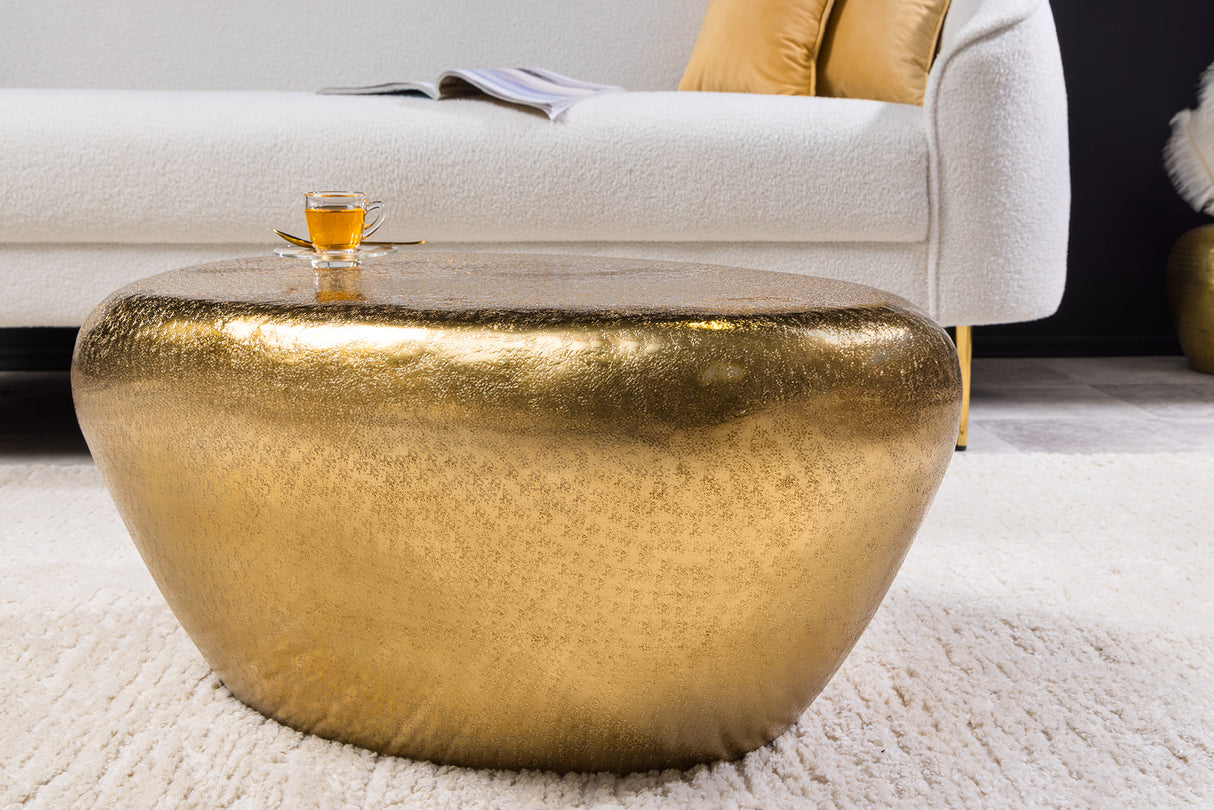Couchtisch STONE 75cm Hammerschlageffekt gold
