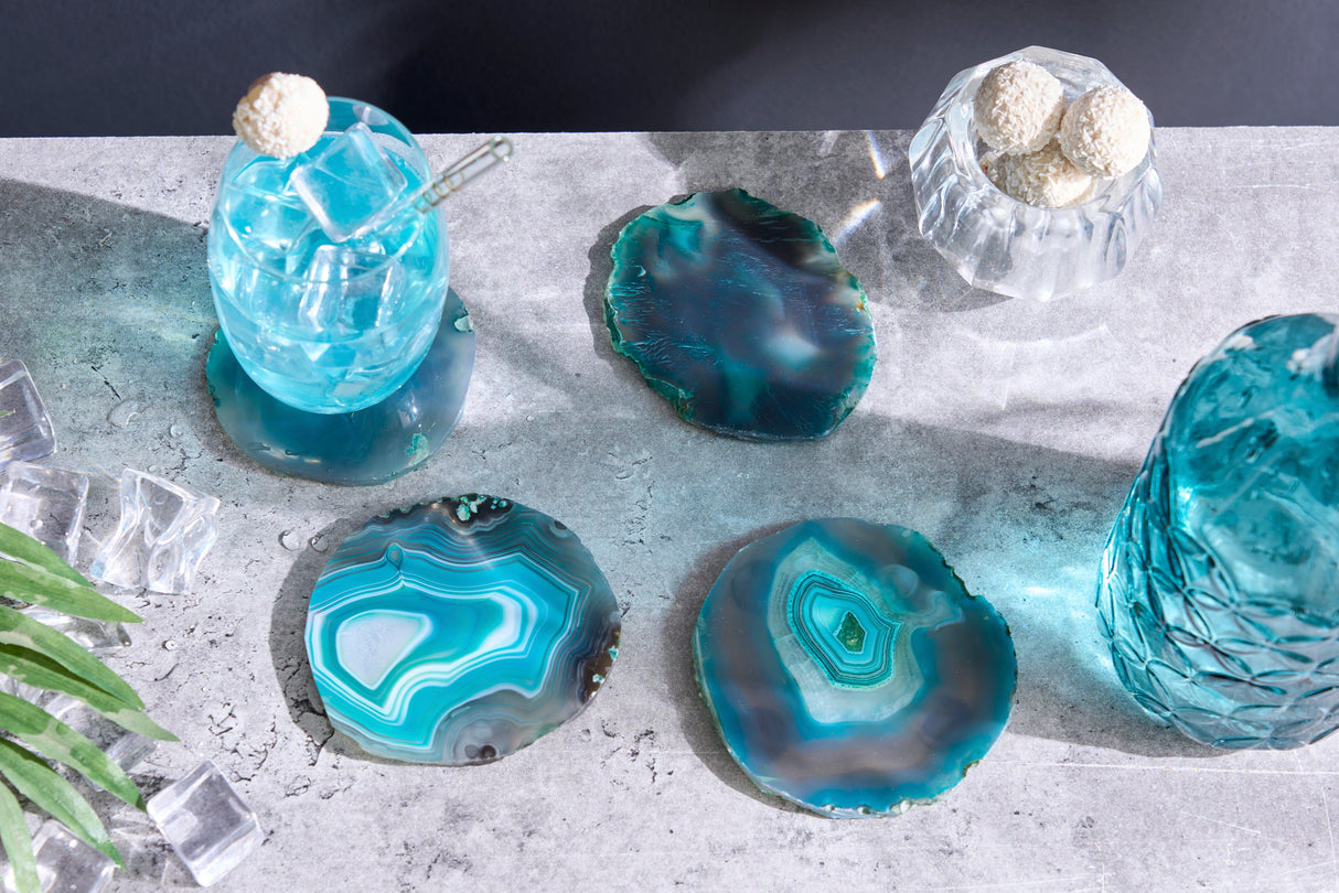 Trivet ACHAT 12cm set of 4 agate green
