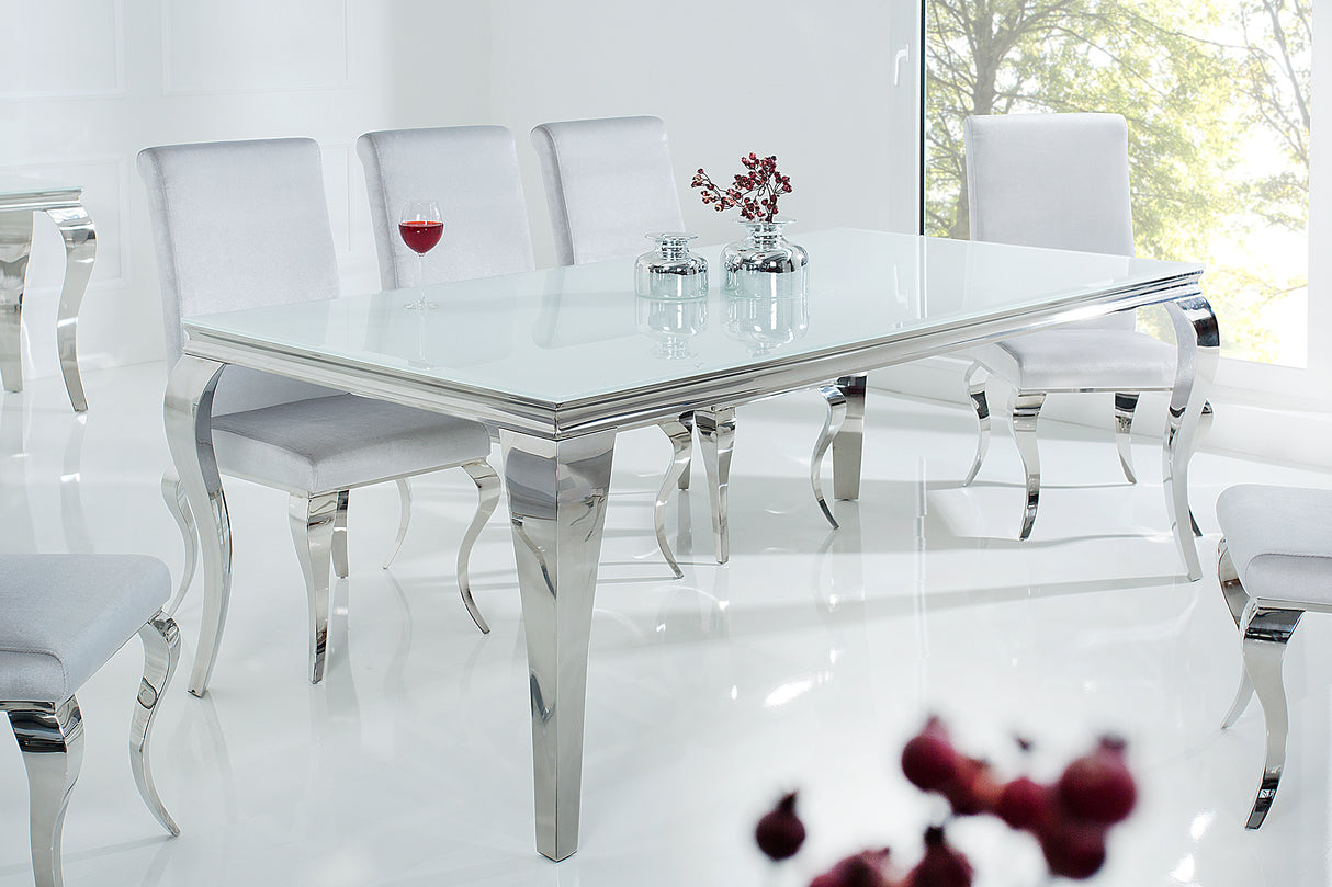 Esstisch MODERN BAROCK 200cm Hartglas weiß