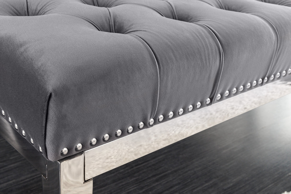 Sitzbank CASTLE DELUXE 165cm samtgrau im Barockstil