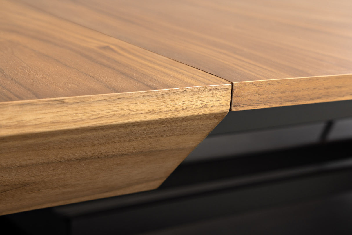 Dining table GIANT 200-320cm extendable natural walnut wood look w/ black metal frame