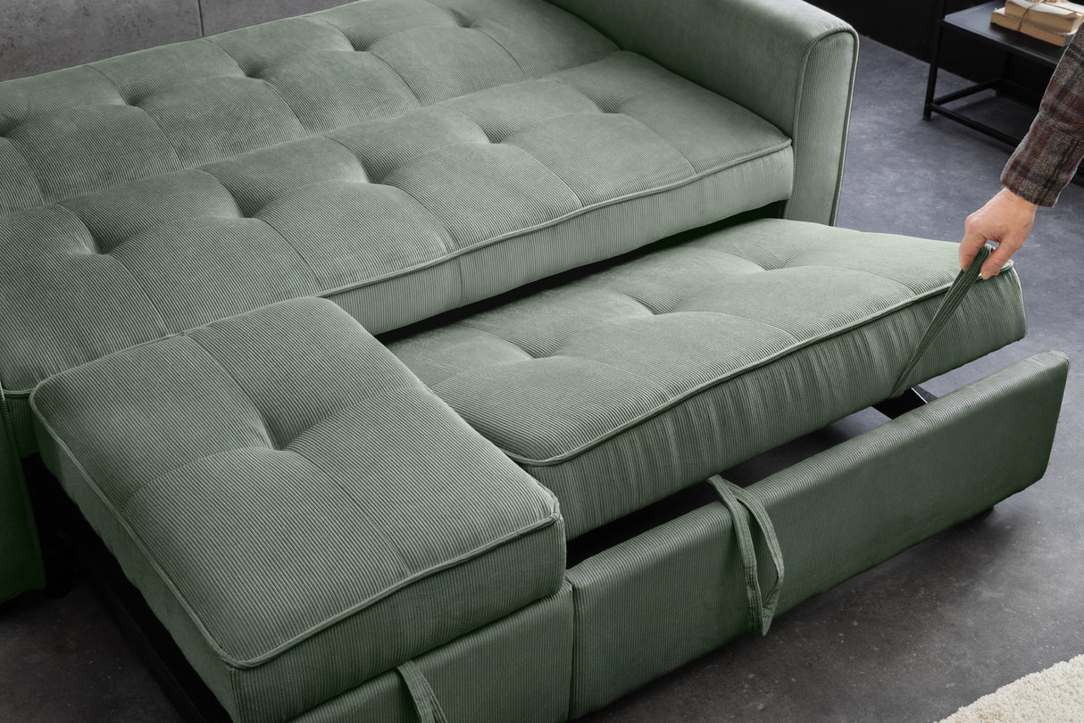 Sofa bed SMART 180cm 2-seater cord green