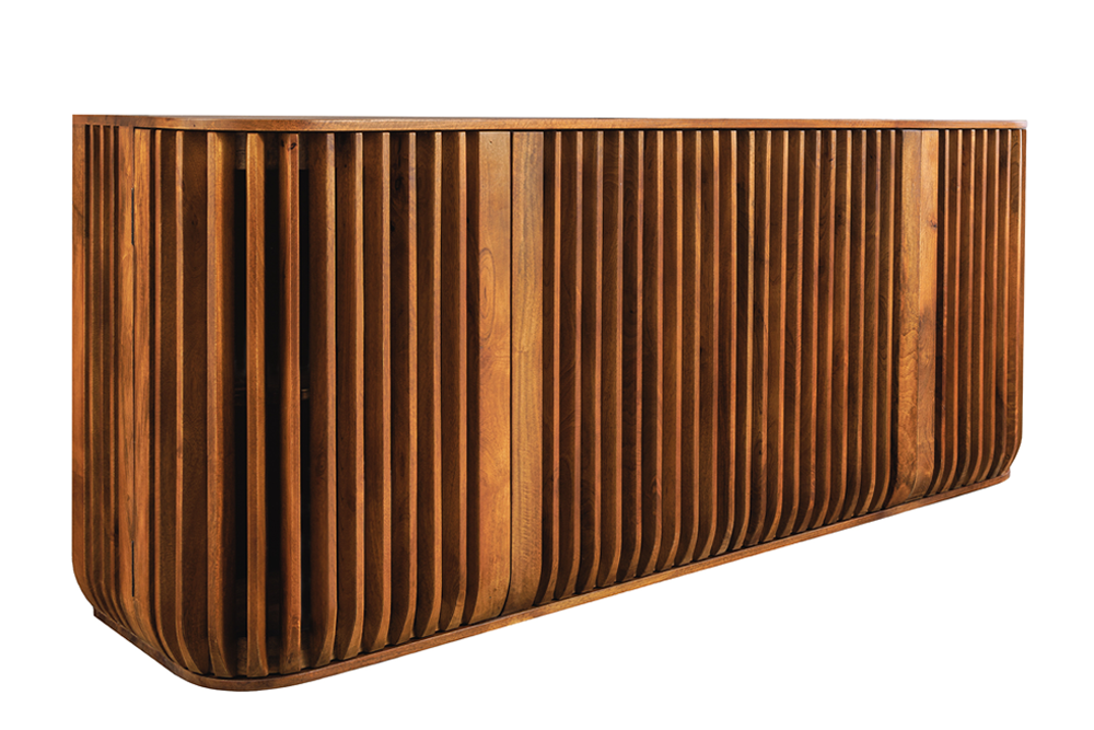 Sideboard SCULPTURA 170cm offene Lamellenfront abgerundete Kanten Mangoholz braun
