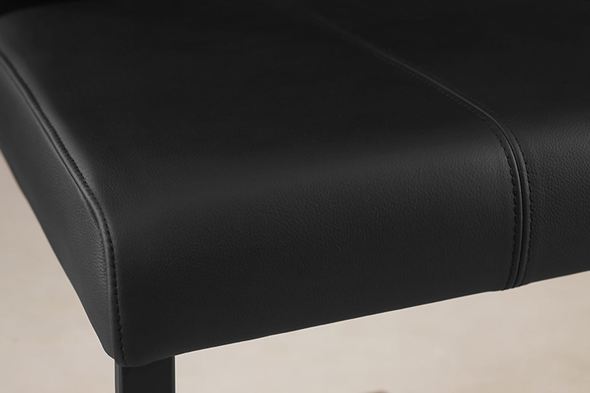 Freischwinger Stuhl SAMSON Echtleder schwarz mit schwarzem Griff