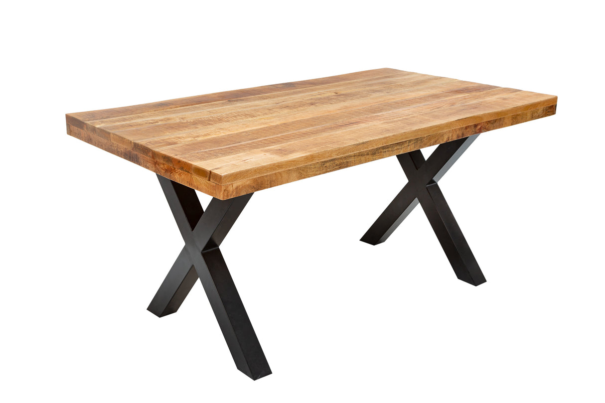 Esstisch IRON CRAFT 160cm X-Beine Mangoholz natur