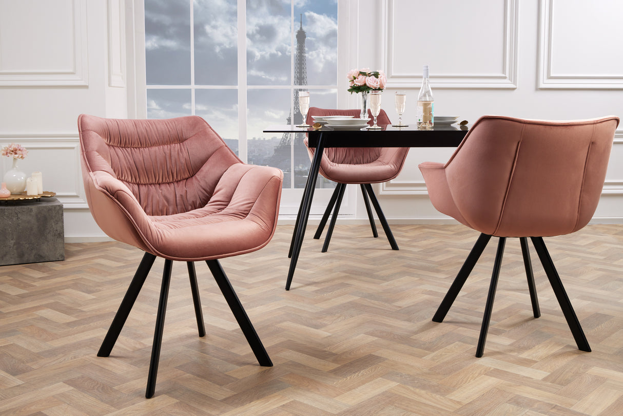 Chair THE DUTCH COMFORT w/ armrests velvet dusky pink