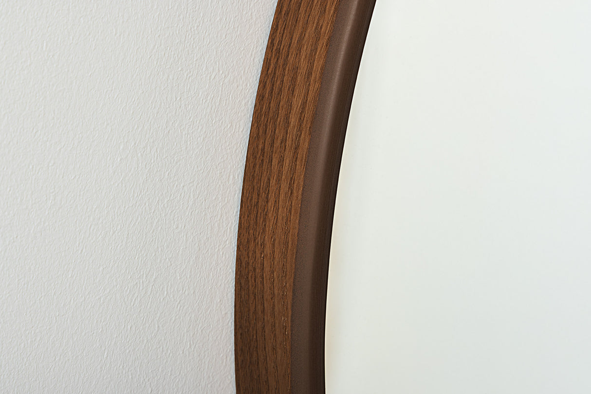 Wall mirrow PORTRAIT 70cm round walnut wood veneered