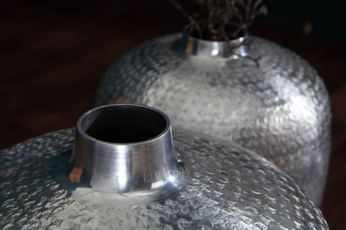 Vase ORIENTAL 2er Set mit Hammerschlageffekt silber