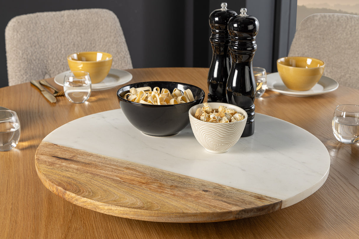 Drehteller SERVANT 50cm weißer Marmor Mangoholz