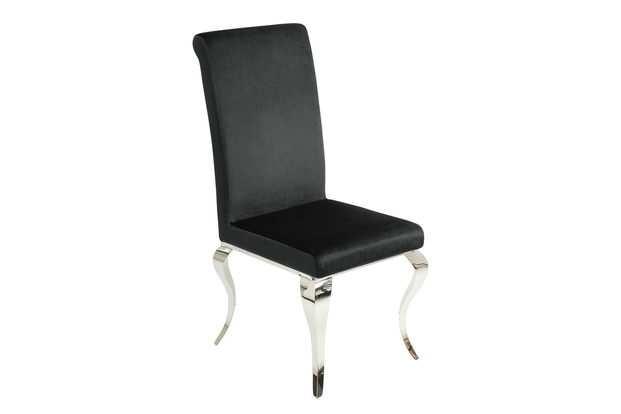 Chair MODERN BAROCK w/ silver legs velvet black