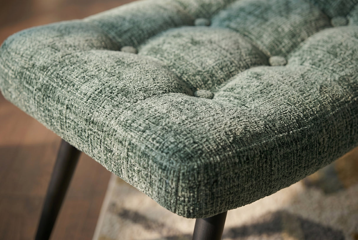 Hocker SCANDINAVIA mit schwarzen Metallbeinen Chenille-Stoff grün
