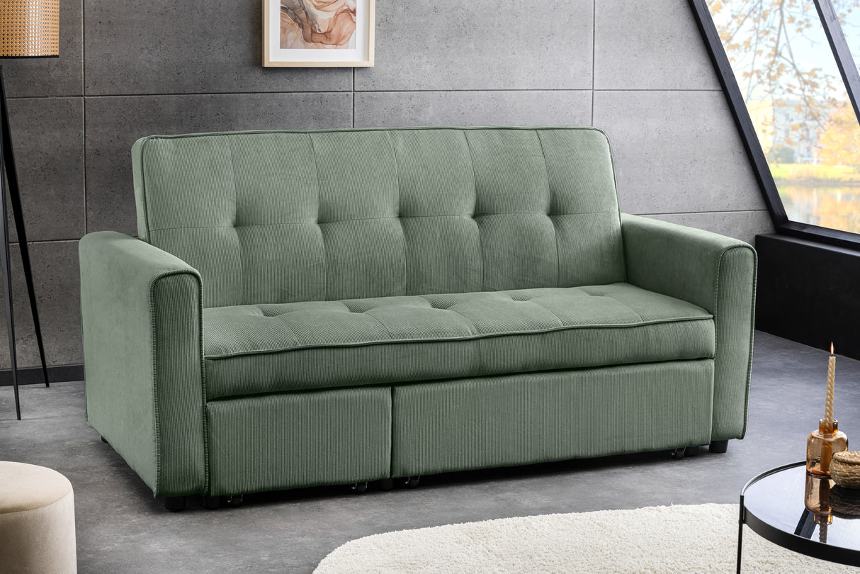 Sofa bed SMART 180cm 2-seater cord green