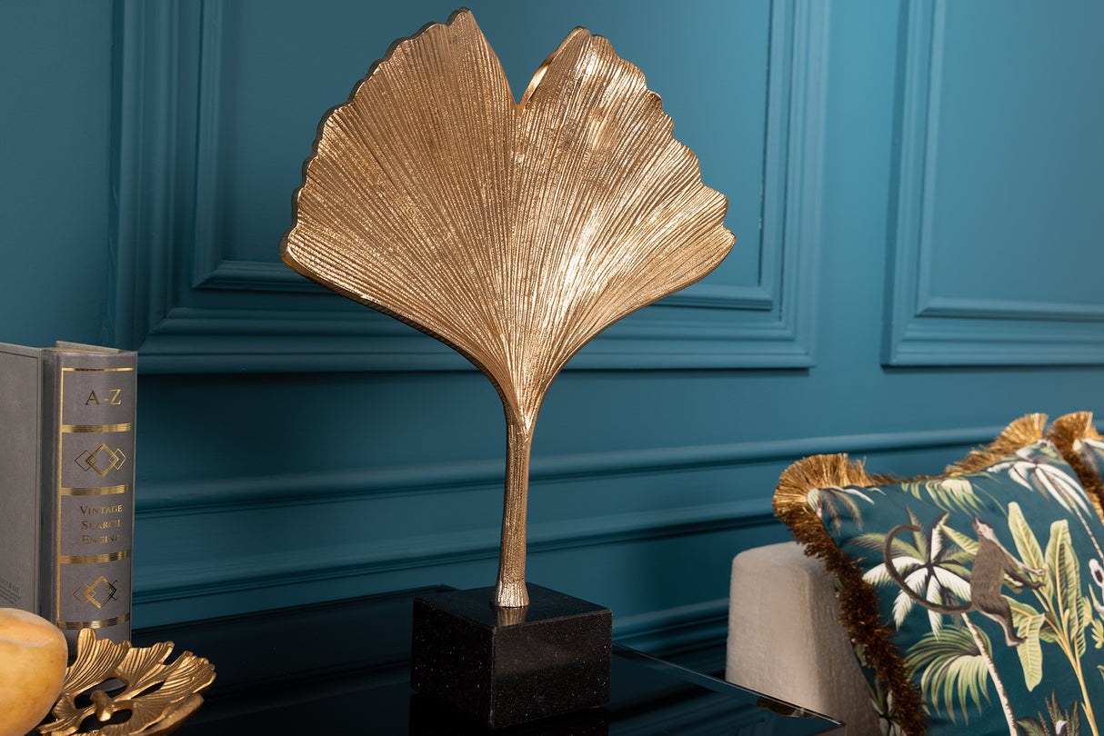Deration Skulptur GINKGOBLATT 44cm gold