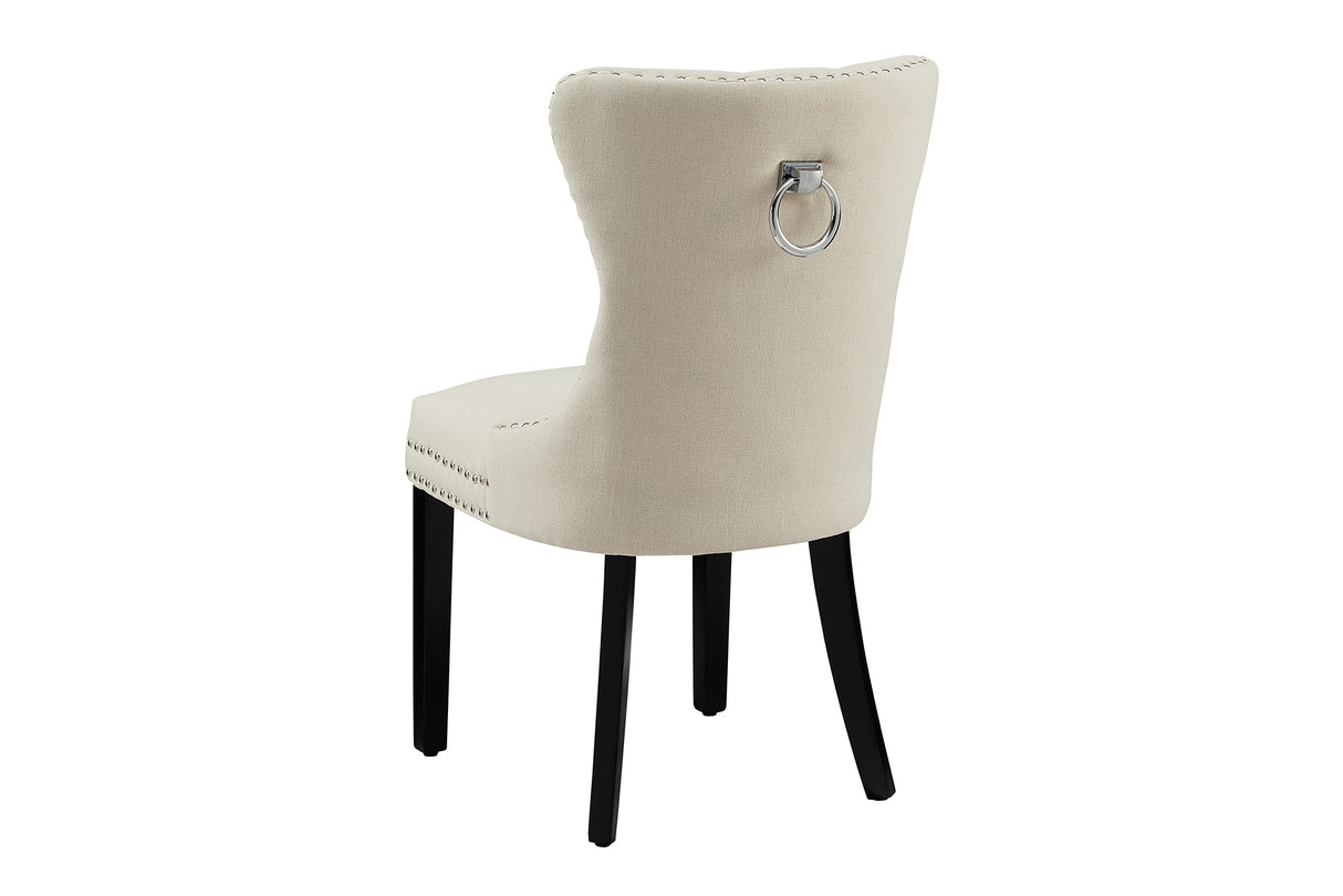 Chair CASTLE w/ comfort handle linen fabric beige in baroque style