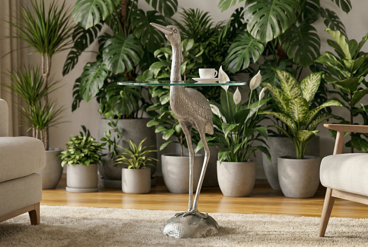 Beistelltisch WILDLIFE HERON 90cm silber