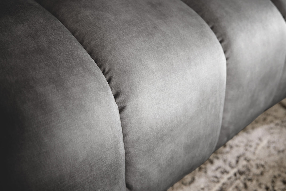 Sofa NOBLESSE 225cm 3-seater velvet grey w/ black feet