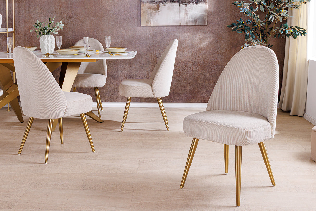 Chair MIA CASA cord beige metal legs champagne gold