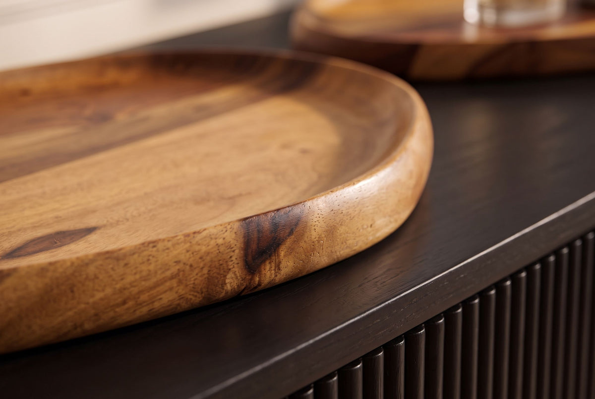 Tablett-Set AMAZONAS 2-tlg. organische Form Sheesham-Holz braun Stone-Finish