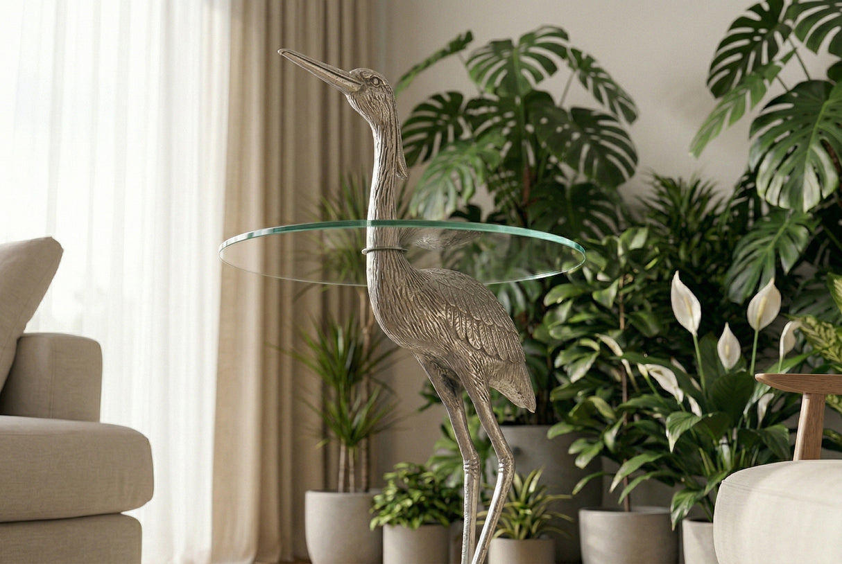 Beistelltisch WILDLIFE HERON 90cm silber