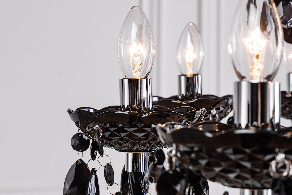 Chandelier DIAMONDS 15-armed black acrylic