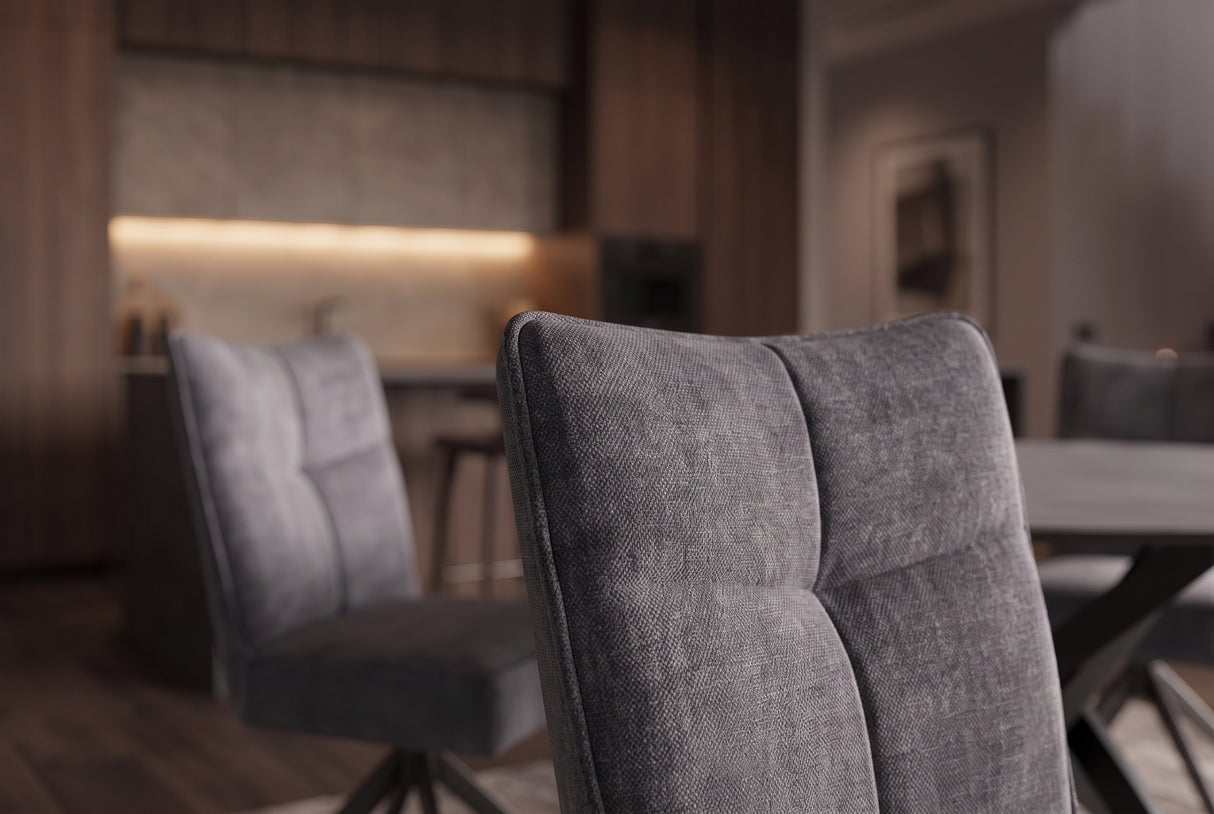 Swivel chair LUGANO 360° auto-return 150 kg load capacity spring core velour velvet grey black