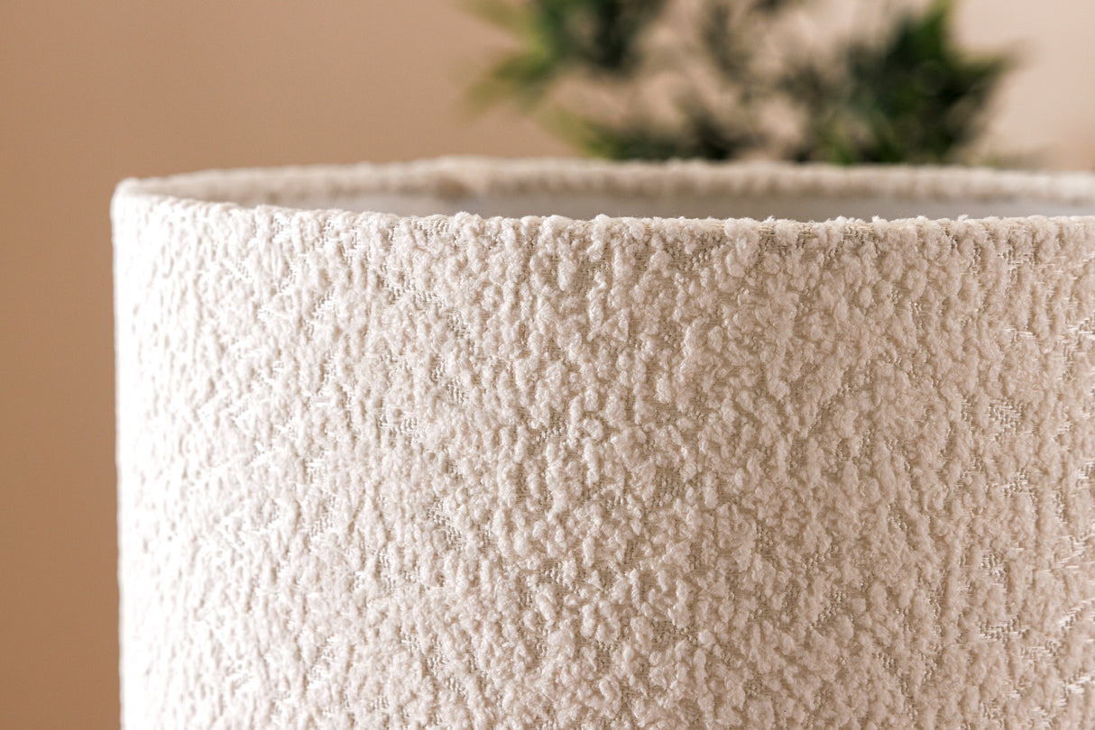 Table Lamp JEWELRY 60cm natural mangosteen wood lampshade bouclé white