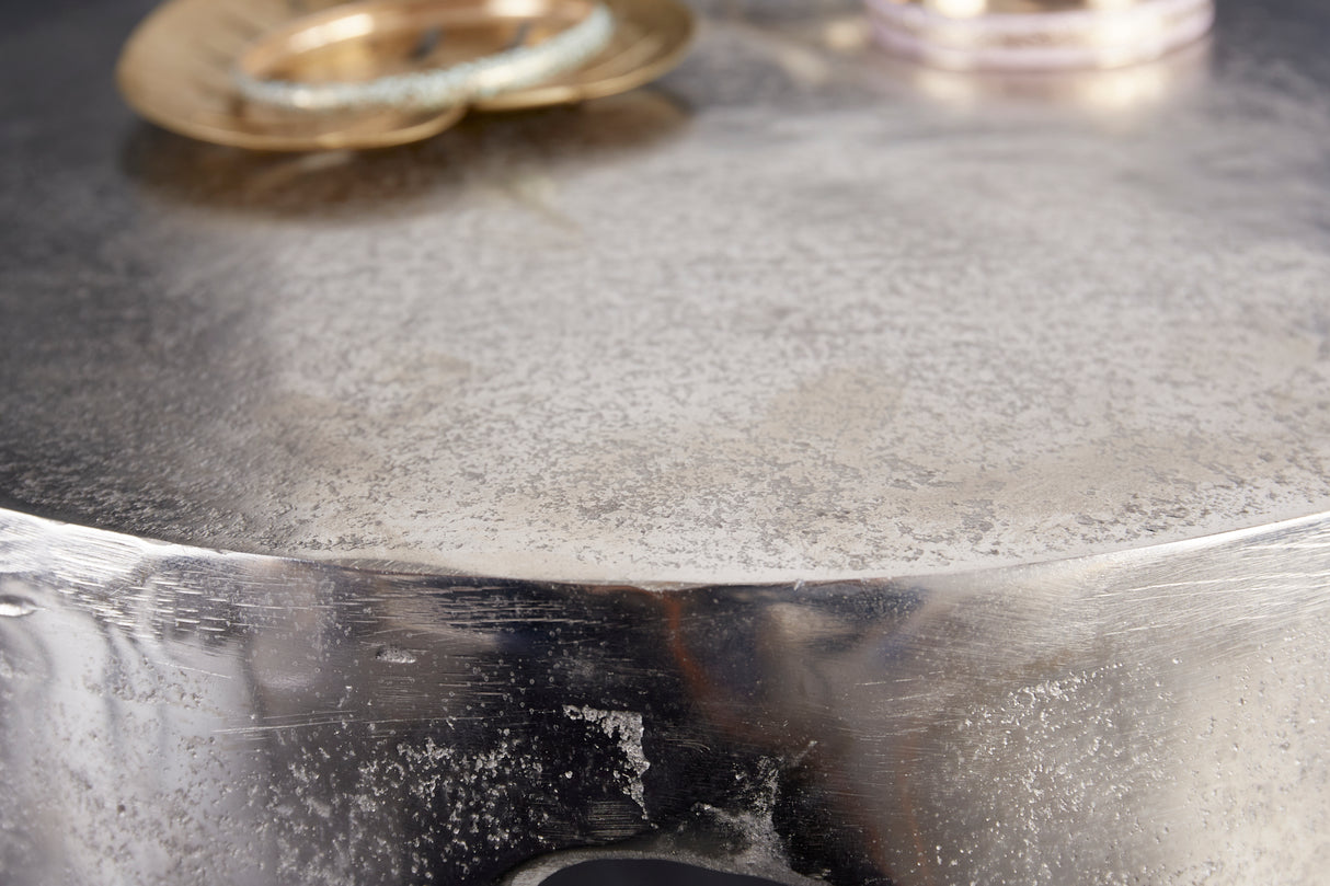 Side table LIQUID LINE Ø 50cm round silver