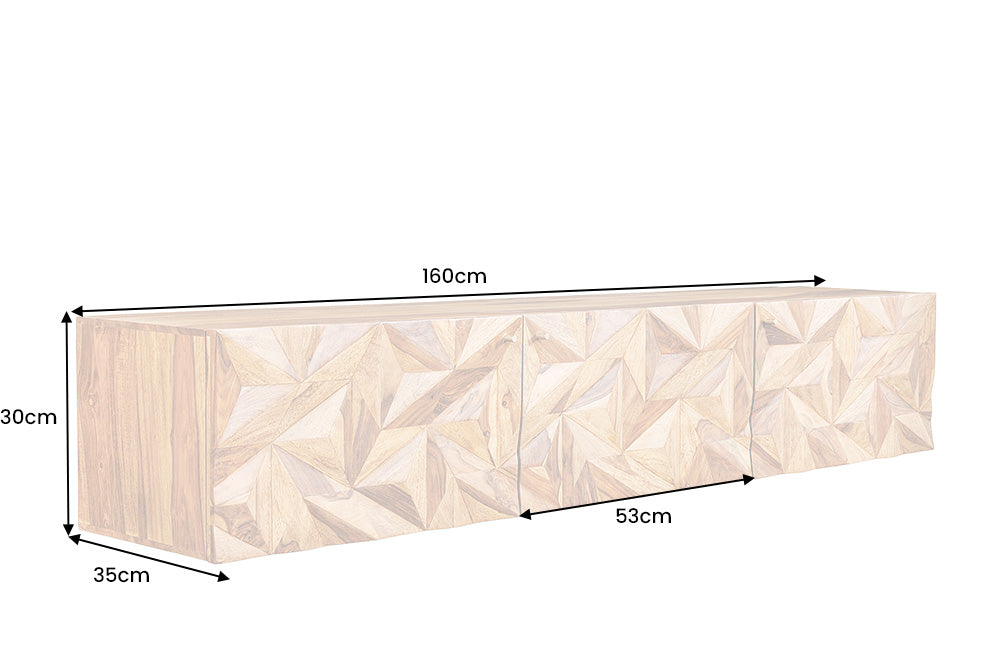 TV-Board ALPINE 160cm hängend Sheesham Holz