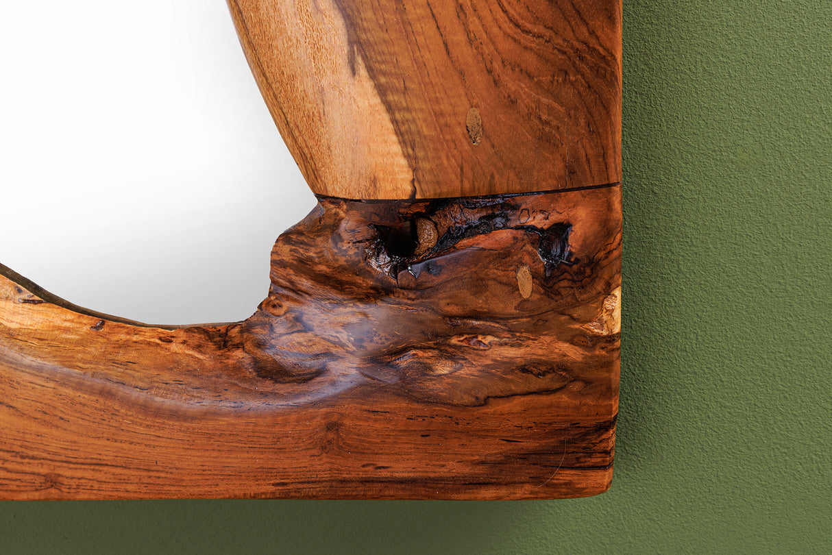 Wandspiegel MOSAIK 90cm Teakholz natur braun handgefertigt