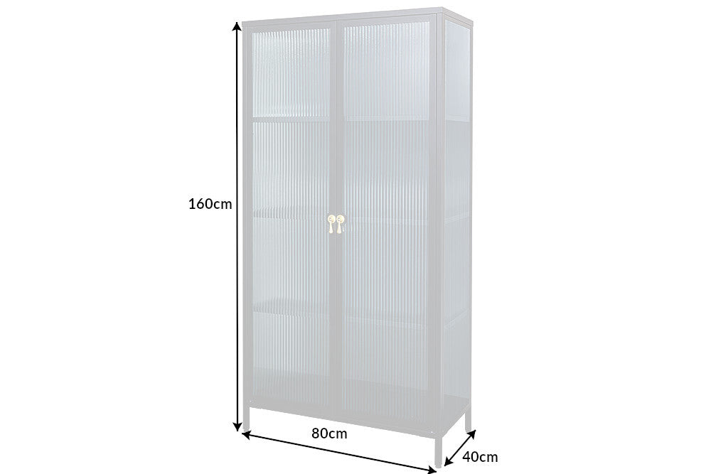 Display cabinet AMSTERDAM 160cm ribbed glass black