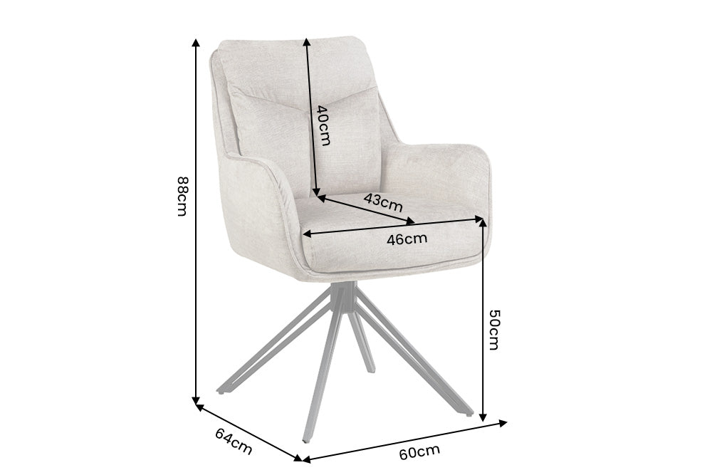 Swivel chair PROMETHEUS rotatable 180° w/ armrests vogue velour velvet taupe