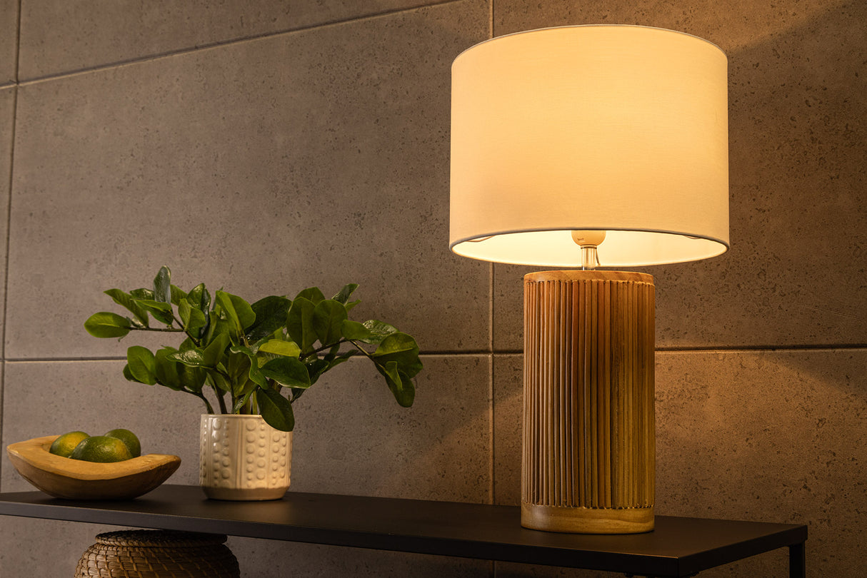Table lamp GATSBY 50cm willow- and pinewood natural white lampshade