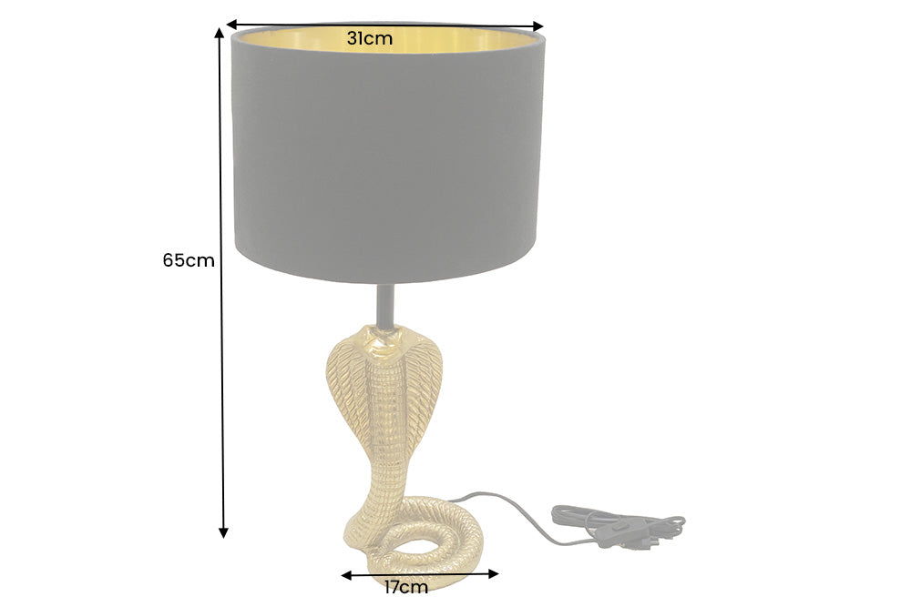 Table lamp COBRA 65cm black lampshade w/ golden frame