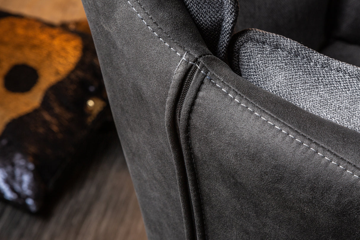 Drehsessel LOUNGER 180° mit Armlehnen Mikrofaser grau anthrazit