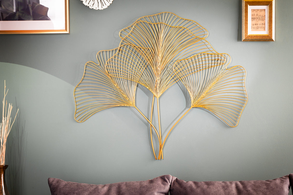 Wanddekoration GINKGO 90cm gold