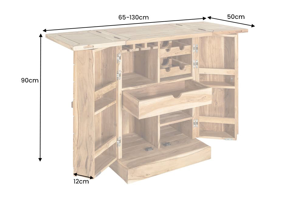 Bar cabinet MOSAICO 130cm acacia wood natural