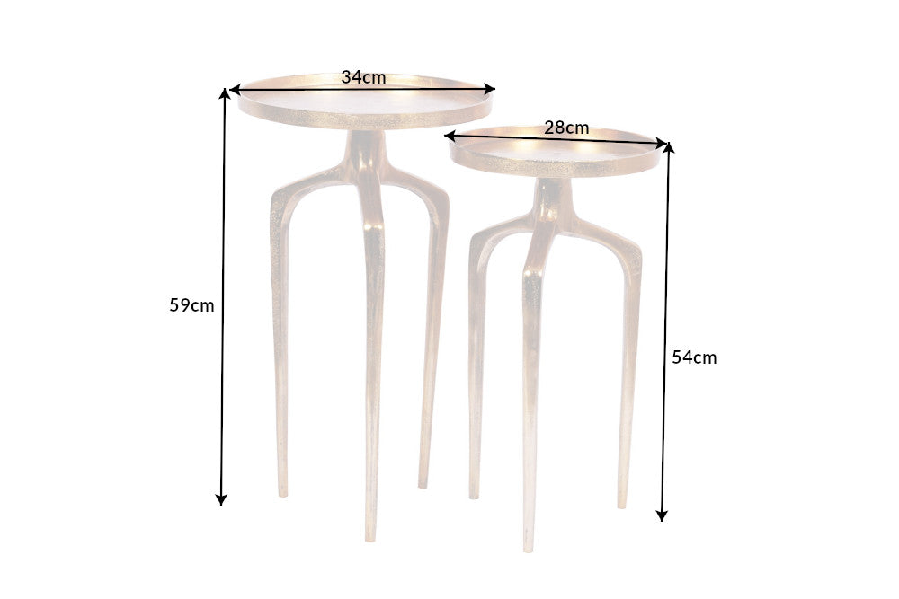 Side table ABSTRACT set of 2 gold