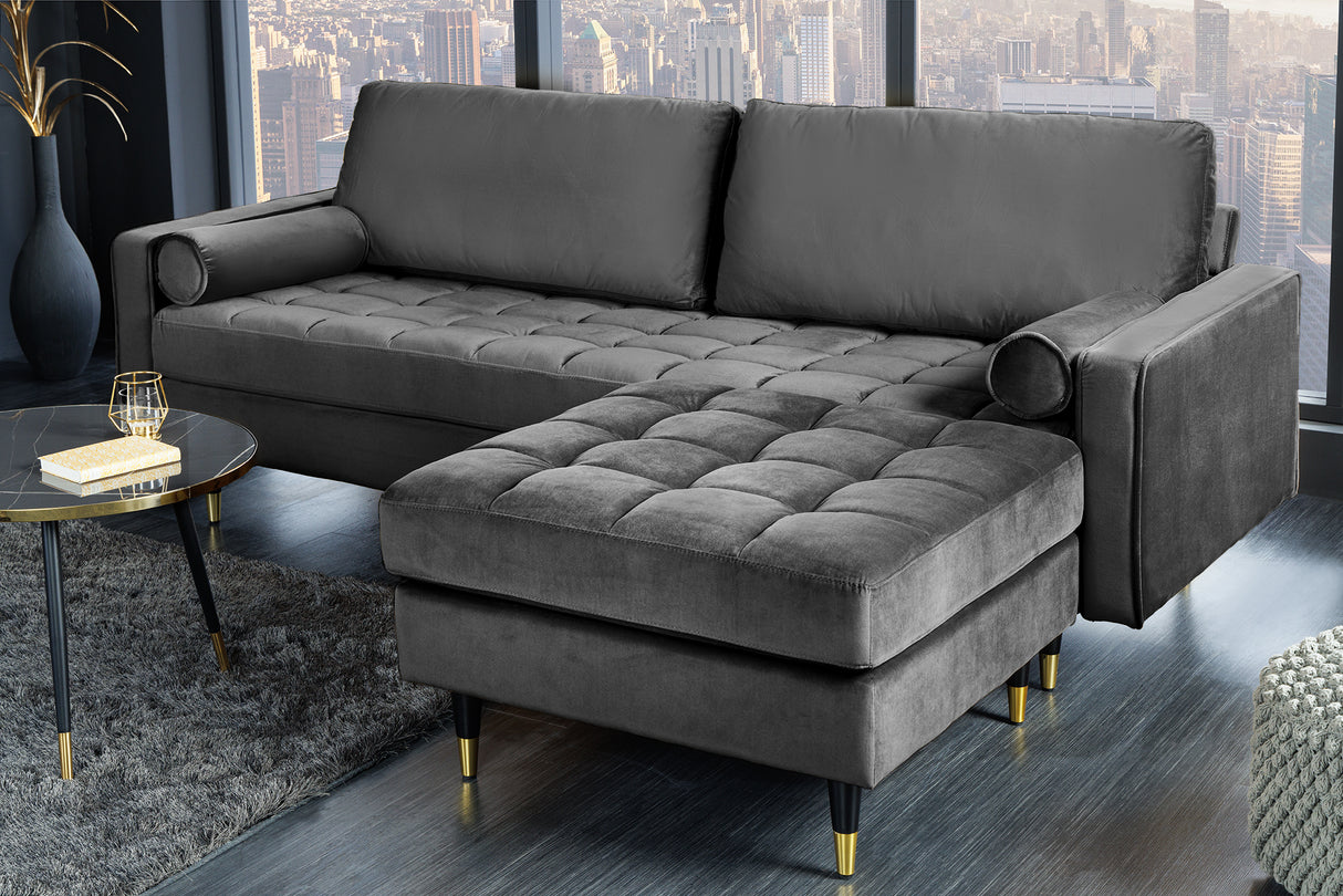 Hocker COZY VELVET 80cm samtgrau