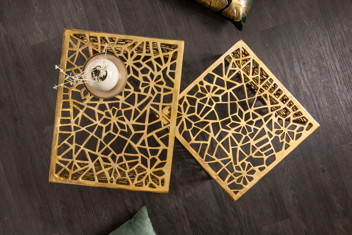 Coffee table ABSTRACT set of 2 gold