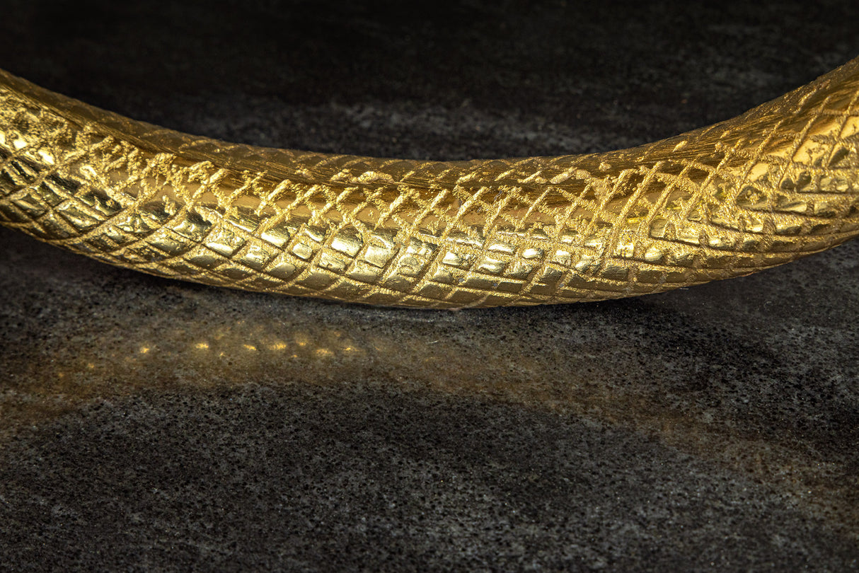 Konsole WILDLIFE SNAKE 115cm goldener Rahmen mit schwarzem Marmorsockel und -platte