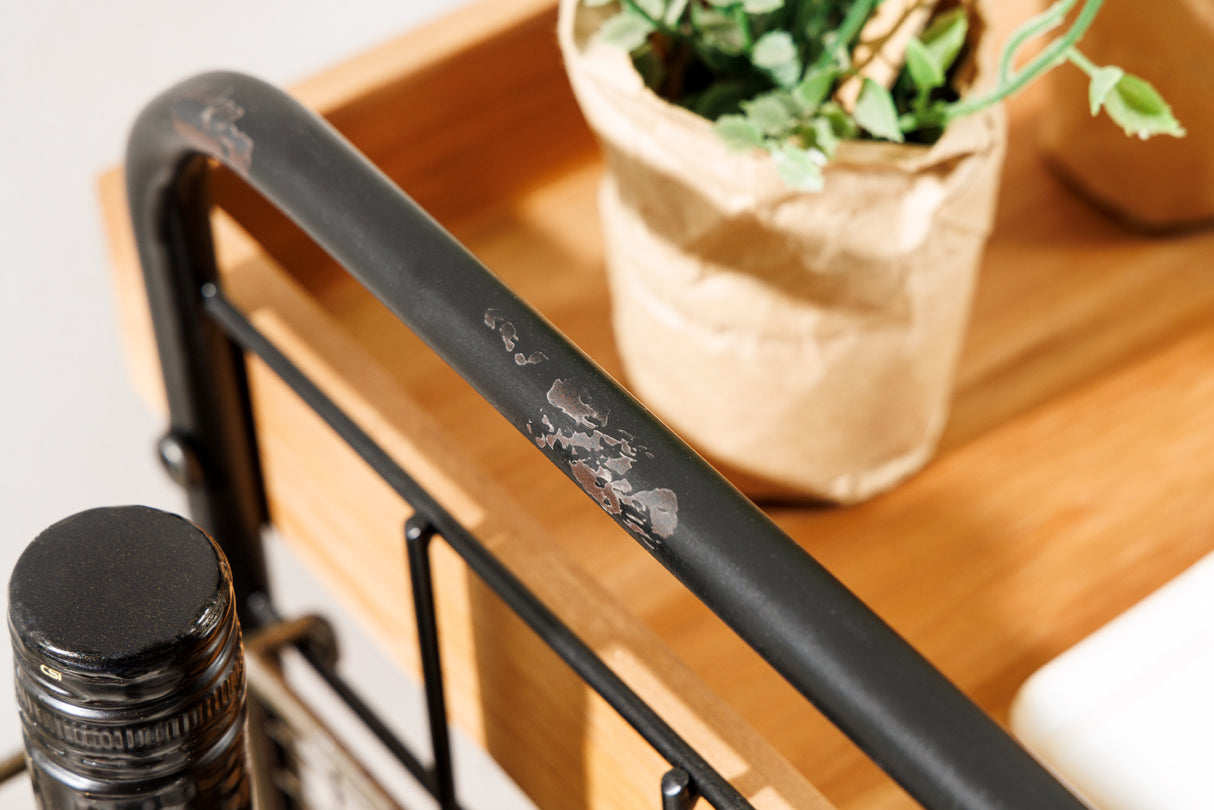 Trolley SEVEN SEAS 80cm w/ removable trays pine wood and painted iron